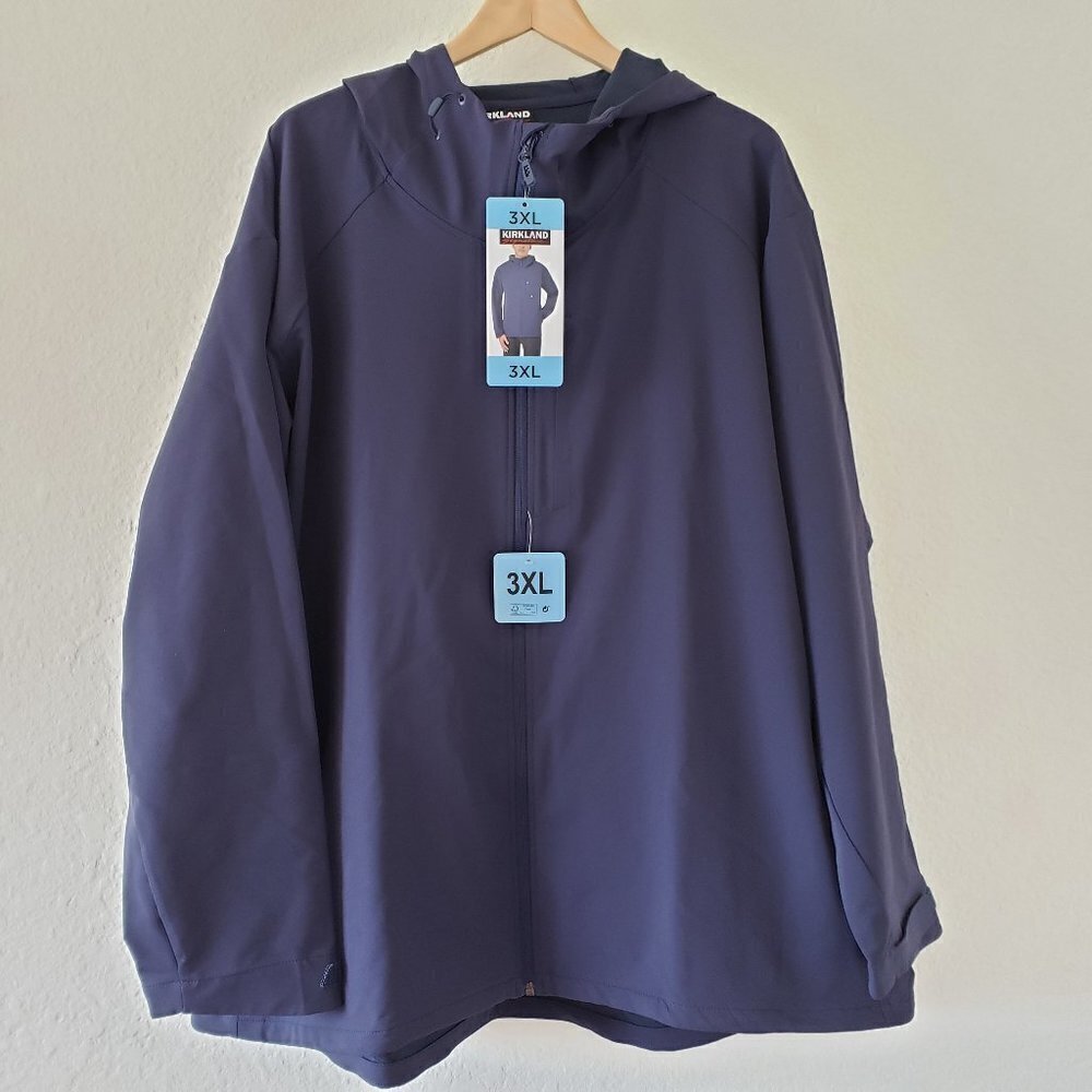 NWT - Kirkland Signature Softshell Blue Jacket with Hood - Size 3XL